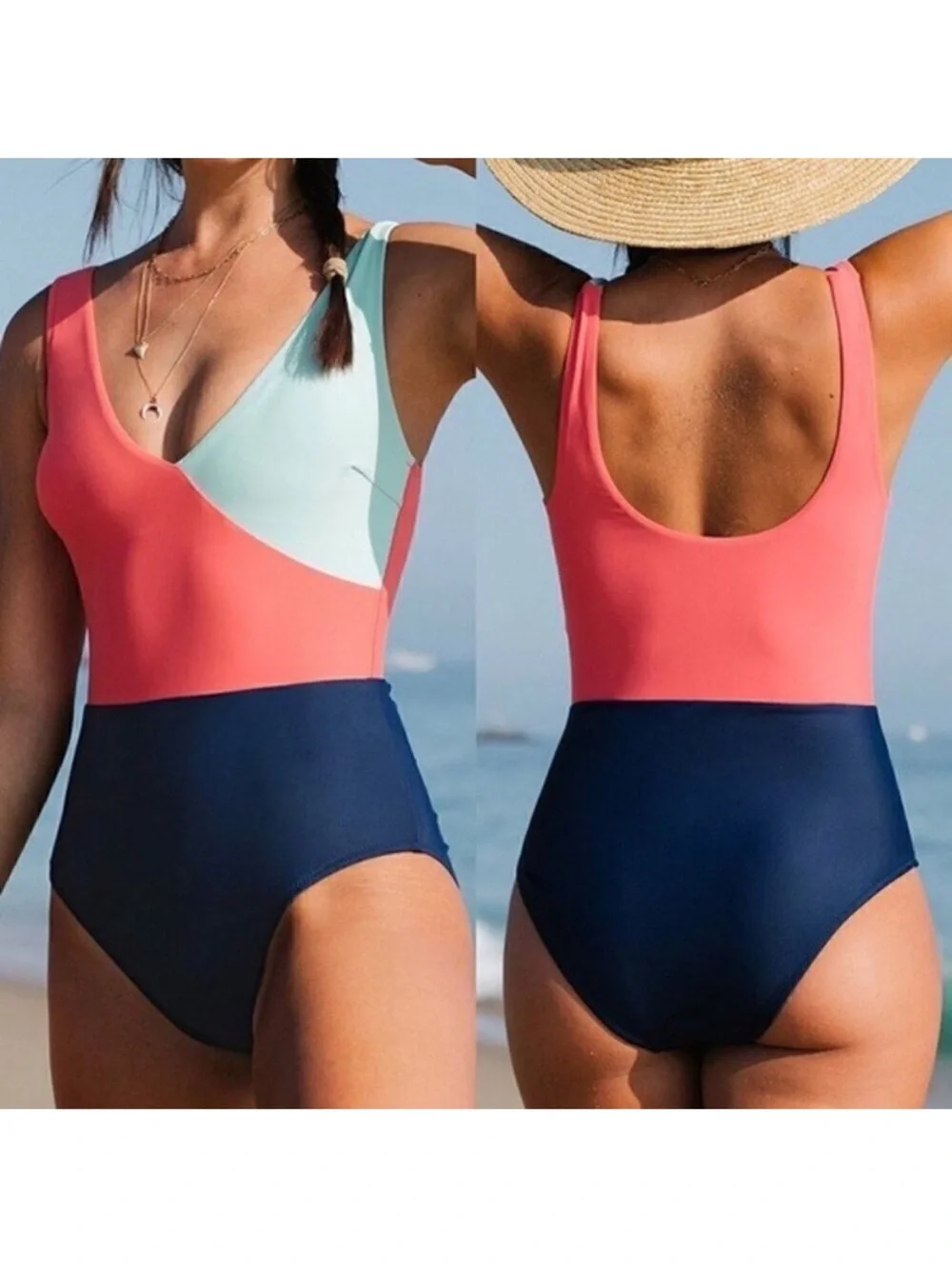 CUPSHE‎ Colorblock One-Piece Swimsuit Large NWT
